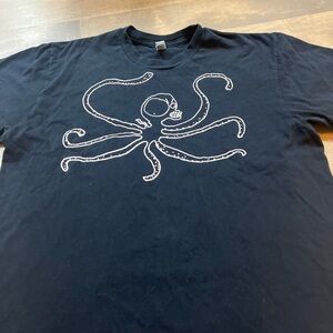 American Apparel Black T-Shirt with Octopus Design